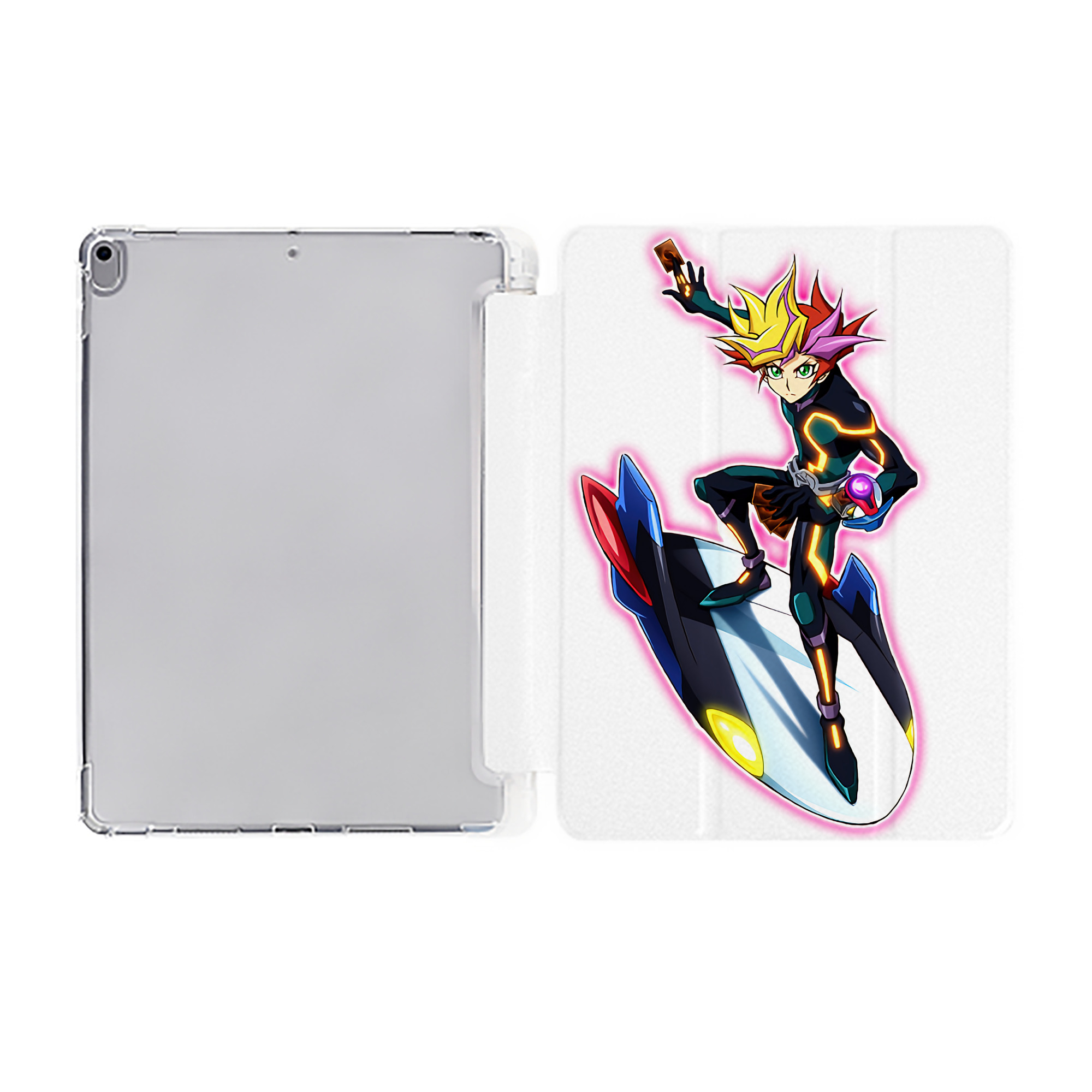 （画像用） 遊☆戯☆王 Yu-Gi-Oh! IPad ケース ペン収納付き 三つ折りスタンド PUレザー×シリコン 対応機種9.5/10.5/10.9インチ